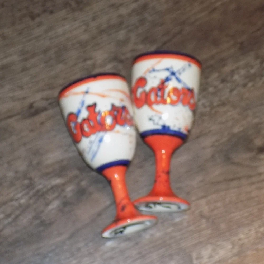University of Florida Gators‎ Goblets Wine Glasses Set of 2 Hand Painted
